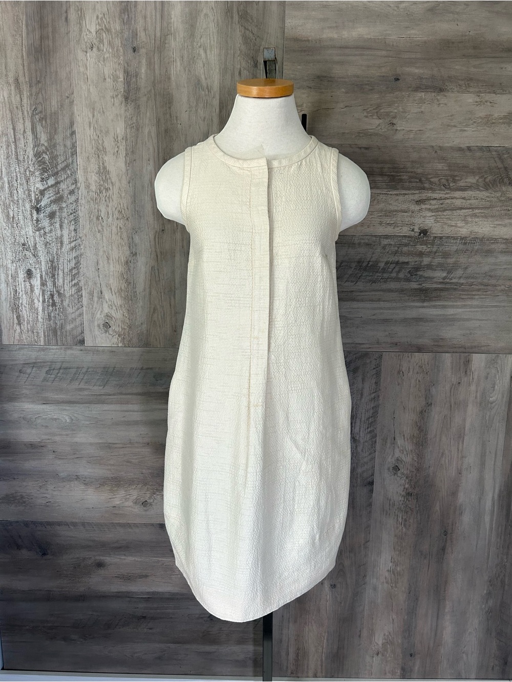 MaxMara Cream Textured Shift Dress with Subtle Weave